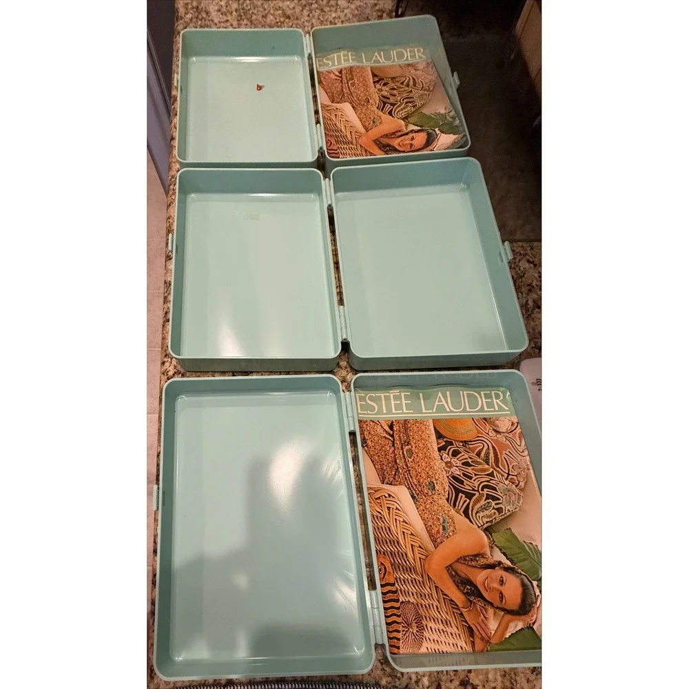 Estee Lauder Vintage Travel Train Cases Set of 3 Makeup Cosmetic Organizer‎
